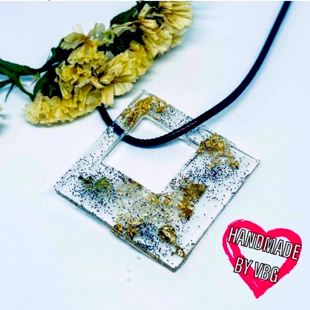 New 24k Gold Flaked Artisan Leather Cord Necklace Sterling Silver Clasp - Picture 9 of 12